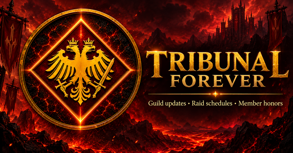 TRIBUNAL Forever — the golden double-headed eagle of TRIBUNAL above a fiery red landscape